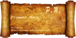 Prommer Mara névjegykártya